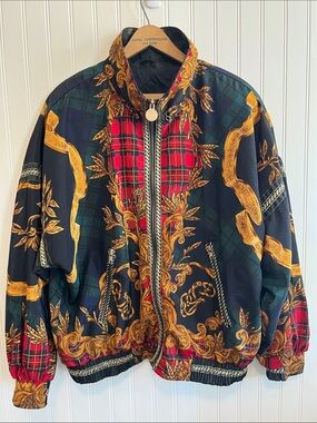 Women’s Black & Red Baroque Plaid Utility Jacket